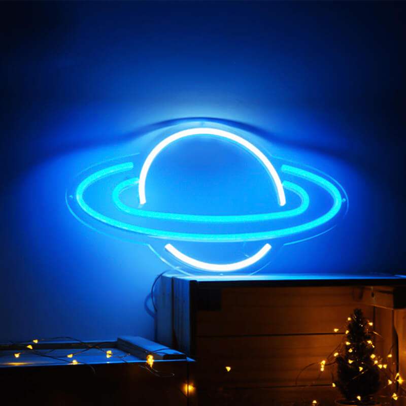 Saturn Neon LED Schild USB – Space Deko fürs Kinderzimmer