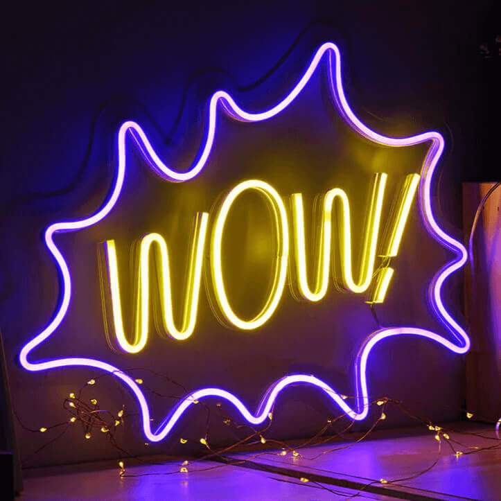 WOW Neon LED Schild USB – Comic Wanddeko fürs Jugendzimmer
