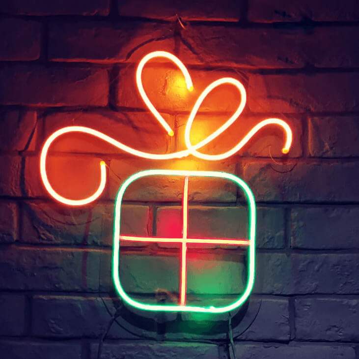 Geschenkbox Neon LED Schild USB – Geschenk Statement Wanddeko