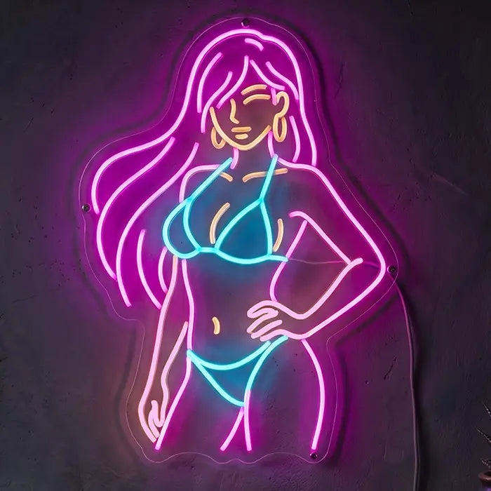 Jessica Bunny Neon LED Schild – sexy Pin-Up Bunny Girl als Wanddeko