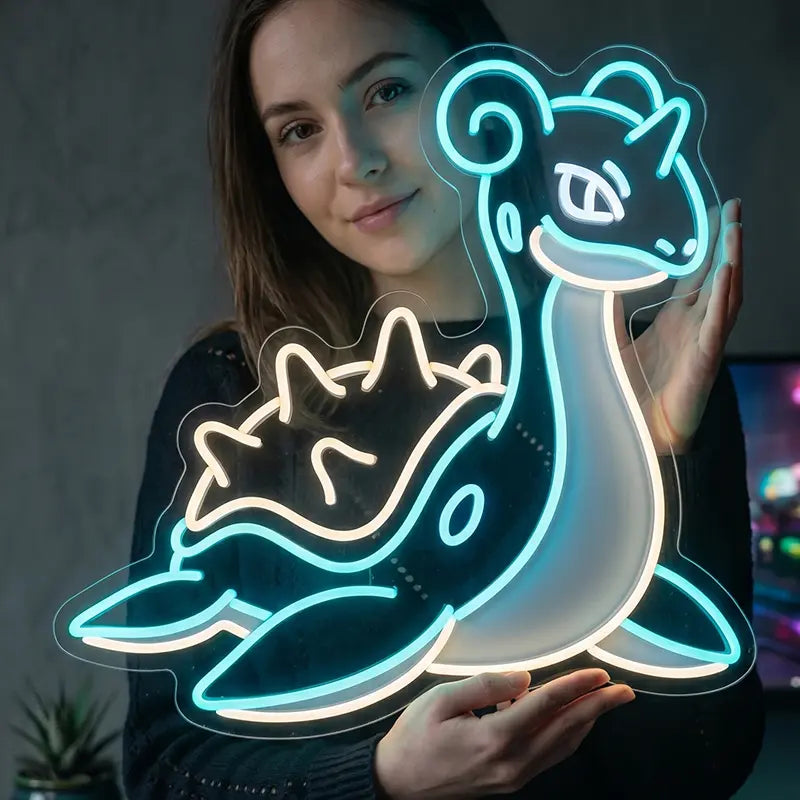 Pokémon Lapras Neon LED Schild USB – Wasser-Pokémon Deko in Blau fürs Gaming-Zimmer