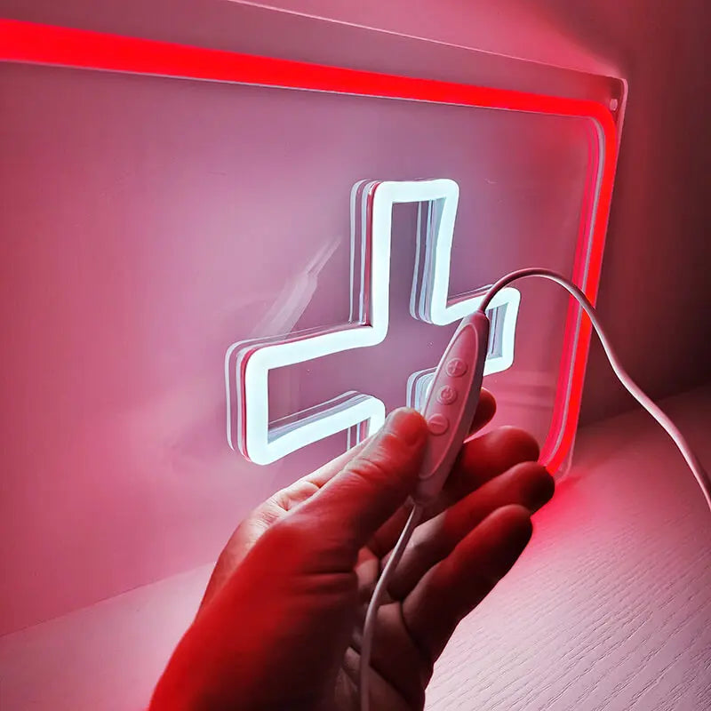 Schweiz Neon Schild Weißes Kreuz – Wanddeko für Patrioten und Auswanderer