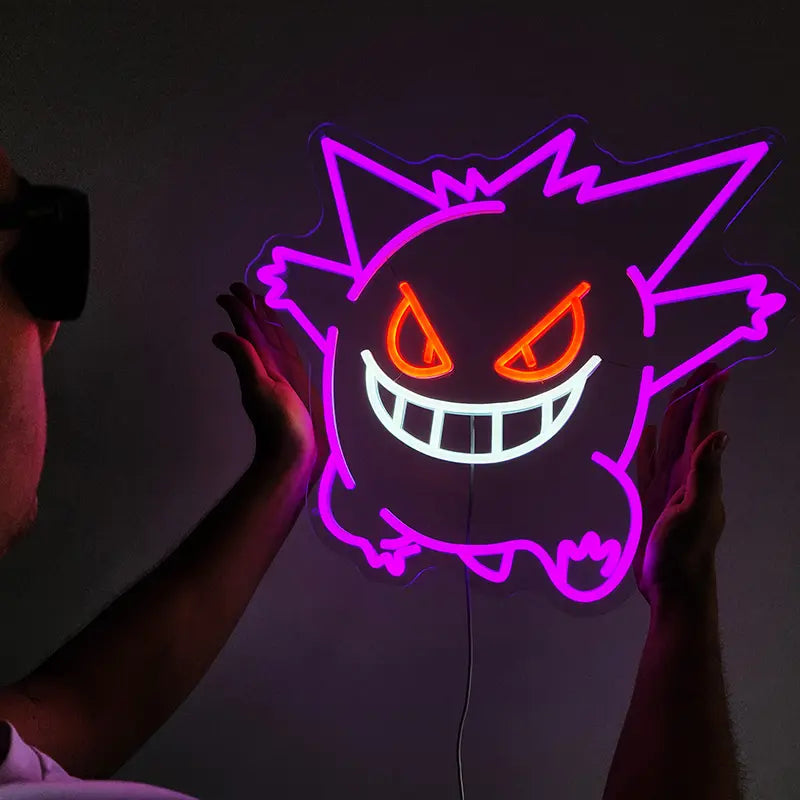 Anime Geist Neon LED Schild – handgefertigte Wanddeko für Twitch-Streamer