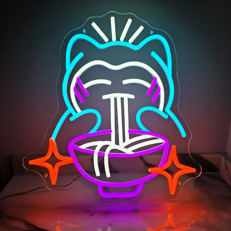 Pokémon Relaxo Snorlax Neon LED Schild USB – Ramen Food Deko fürs Gaming-Zimmer
