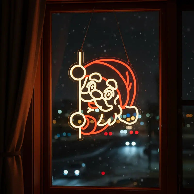 Santa Claus LED Neon Sign – Wanddeko für Weihnachtsmarkt und Café