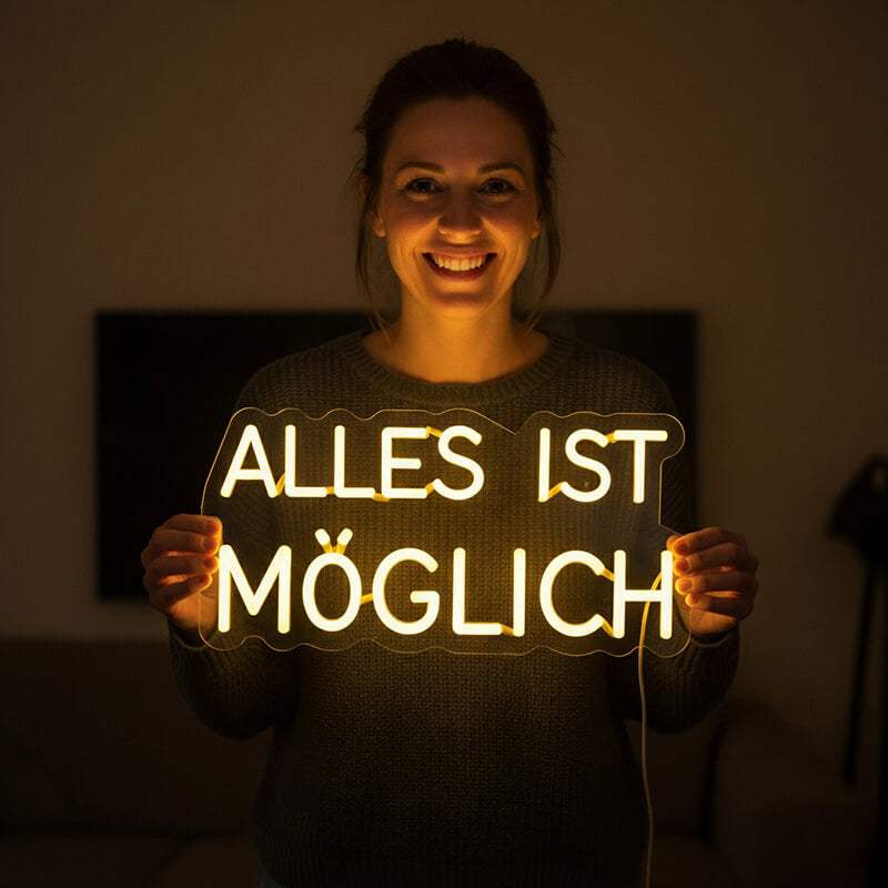 Alles Ist Möglich Schild dimmbar – 9 Stufen USB auf 6mm Acrylplatte
