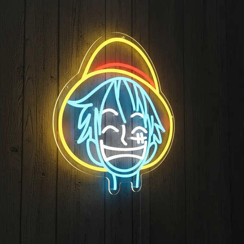 Luffy Piraten Symbol LED Schild 6mm Acrylplatte – Anime Wanddeko fürs Anime-Zimmer