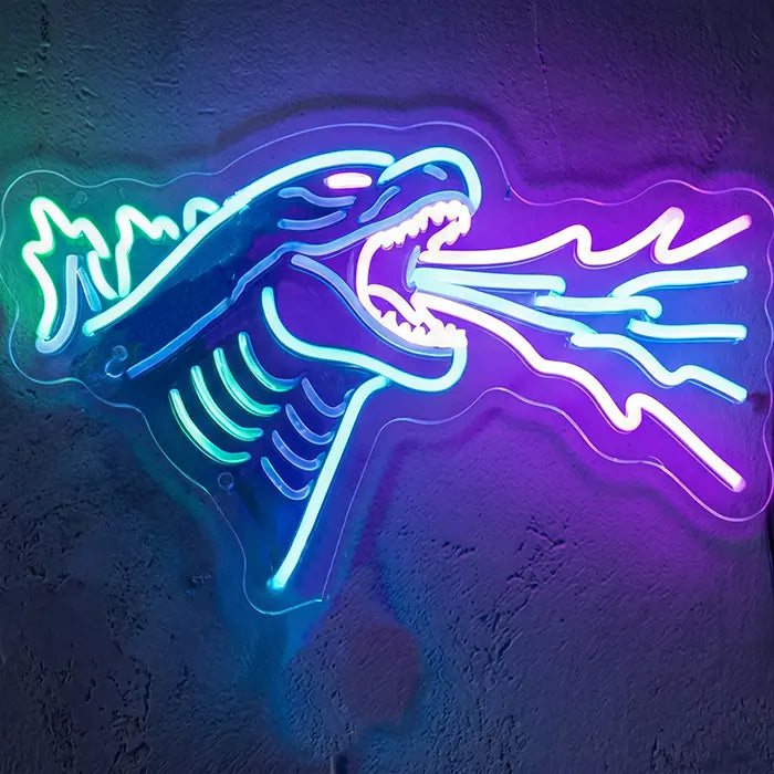 Godzilla Neon LED Schild – Kraft grüner Flamme Motiv für Godzilla-Fans