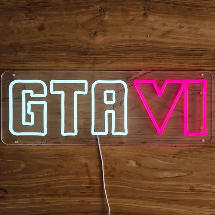 GTA VI Neon LED Schild – USB Leuchtschild | GTA 6 Gaming Deko