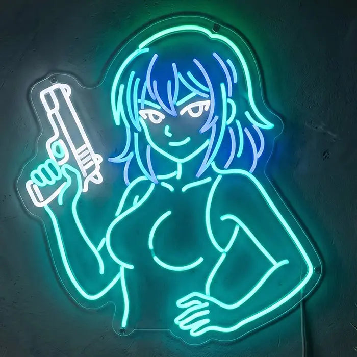 Minisako Bang Miaukuza Neon LED Schild – Anime Girl im Japan Yakuza Style