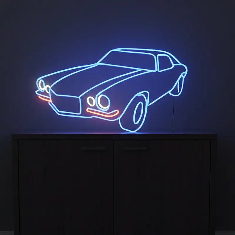 Camaro Muscle Car Neon LED Schild 12V – Pony Car Silhouette als Mancave-Deko
