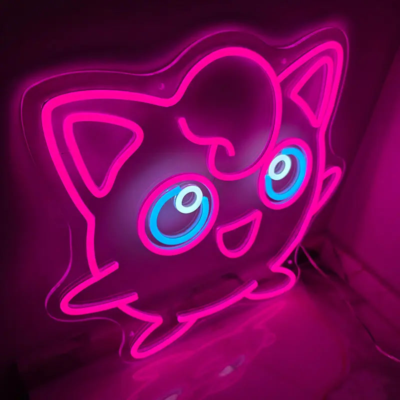 Jigglypuff Pokémon Neon Art – Kawaii Wanddeko fürs Mädchenzimmer