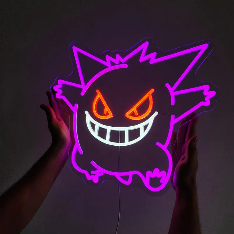 Gengar Wandleuchte violett – Pokémon LED Schild fürs Schlafzimmer