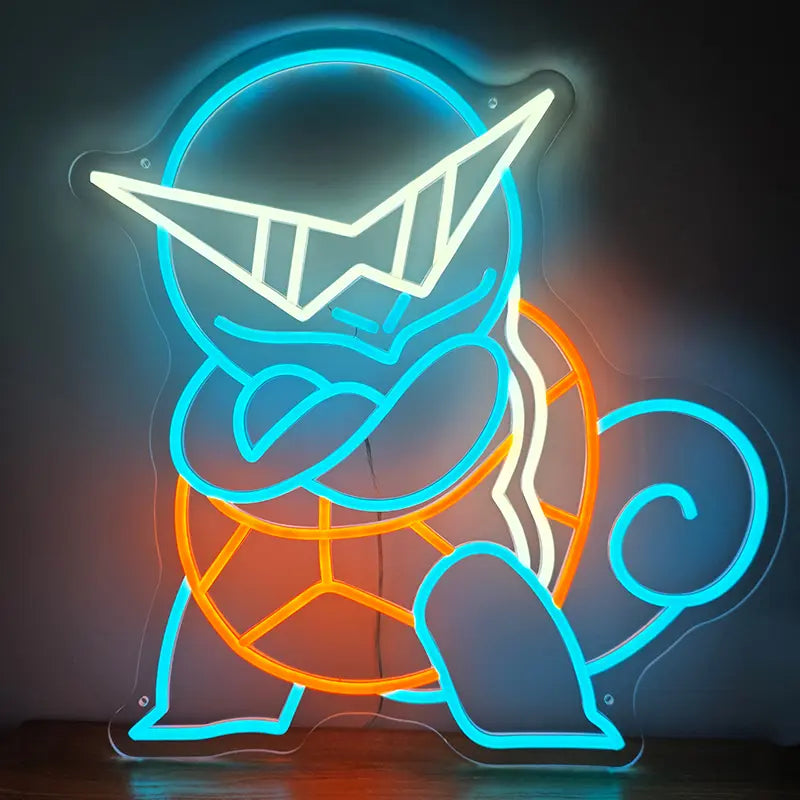 Schiggy Gang Neon Schild Sonnenbrille – Pokémon Deko fürs Jugendzimmer