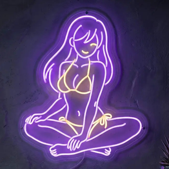 Tanja Bunny Neon LED Schild – sexy Pin-Up Bunny Girl als Wanddeko