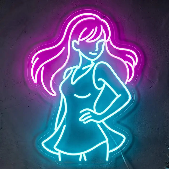 Vivian Bunny Neon LED Schild – sexy Pin-Up Bunny Girl als Wanddeko